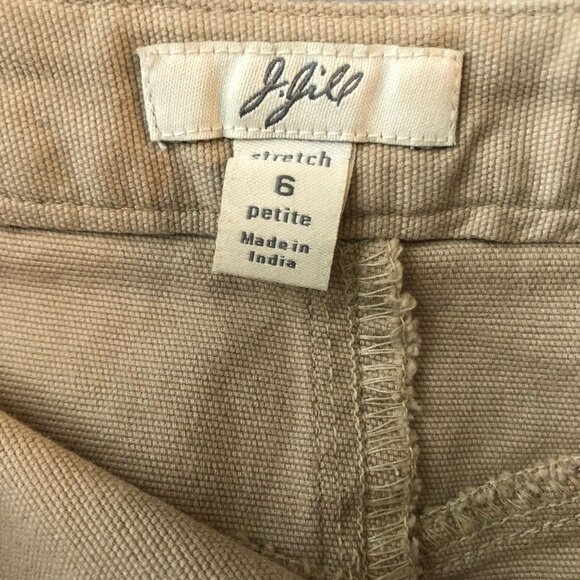 J. Jill Womens Floral Embroidered Khaki Skirt A Line Pockets Size 6P - Picture 5 of 6